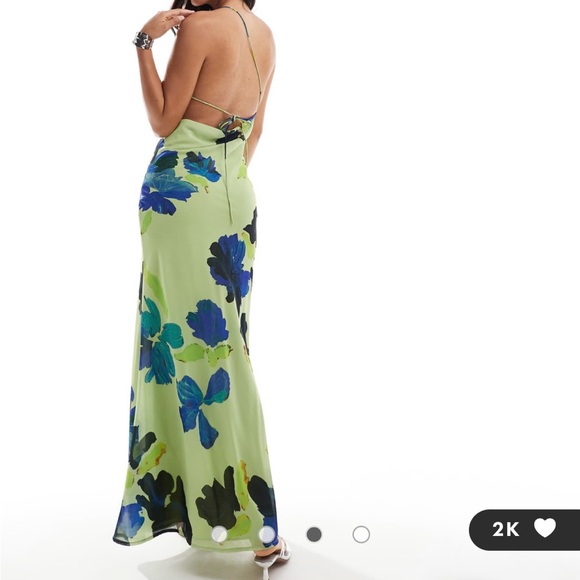ASOS Design one shoulder maxi dress with open back in abstract floral print - Picture 3 of 4